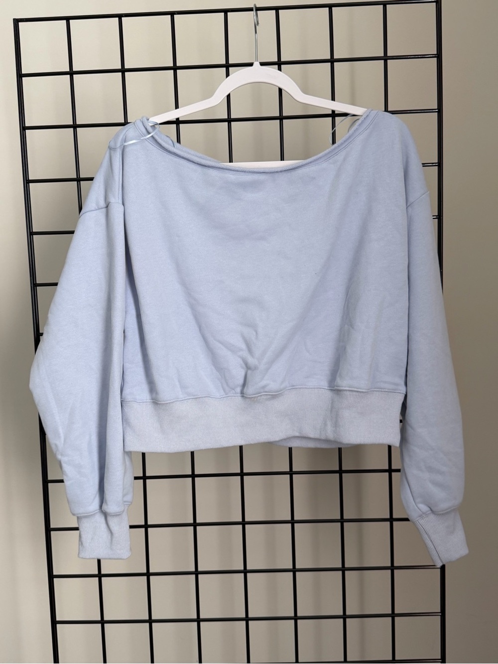AS Revival Light Blue Off-Shoulder Cropped Sweatshirt